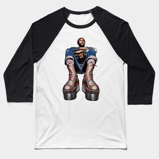 Marvin Gaye - Platform Boots - Retro Vintage Baseball T-Shirt by Mr.FansArt